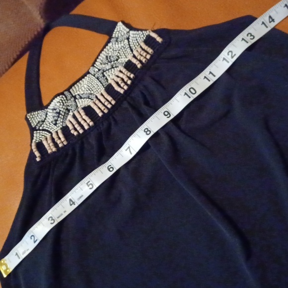 💙🌺The Limited Black Embellished Halter Tank Top - Picture 4 of 10